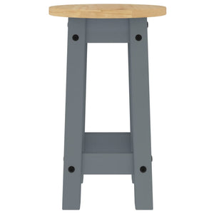 Barhocker 2er Set Grau Kiefer Massivholz