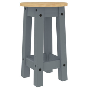 Barhocker 2er Set Grau Kiefer Massivholz