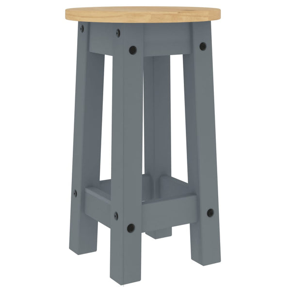 Barhocker 2er Set Grau Kiefer Massivholz