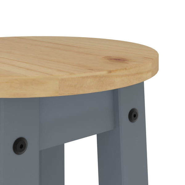 Barhocker 2er Set Grau Kiefer Massivholz