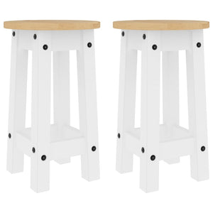 Barhocker 2er Set, Kiefer Massivholz, Weiß