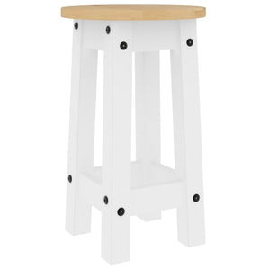 Barhocker 2er Set, Kiefer Massivholz, Weiß