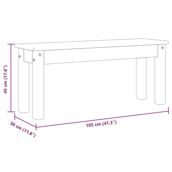 Essbank Panama Kiefer Massivholz 105 cm