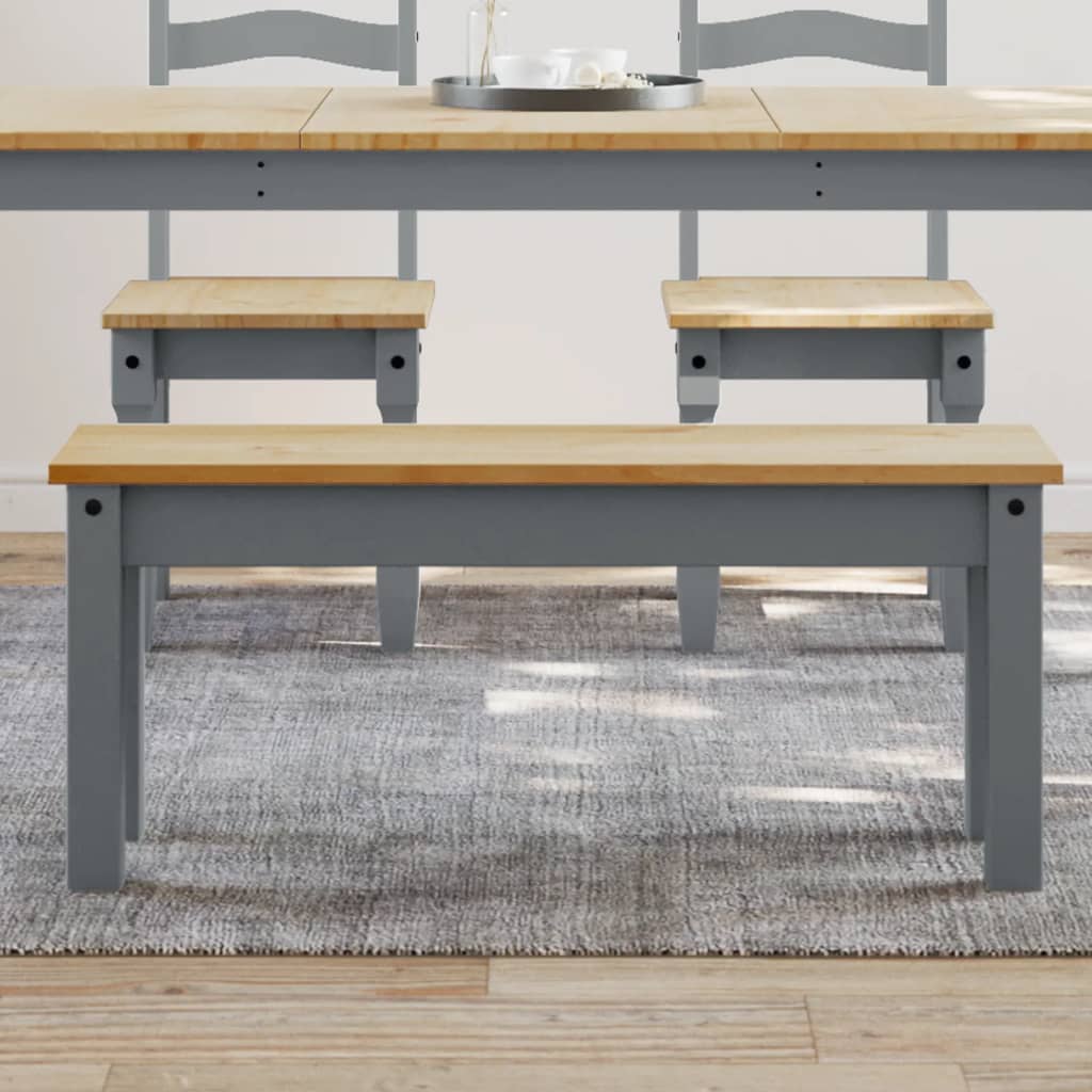 Graue Essbank PANAMA, Kiefer Massivholz 105cm