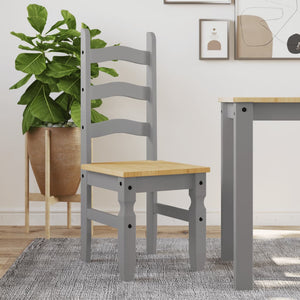 Esszimmerstühle 2er Set Grau Kiefernholz