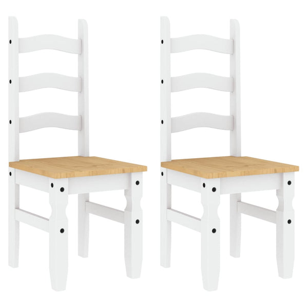 Essstühle 2er Set Corona Weiß Kiefer Massivholz
