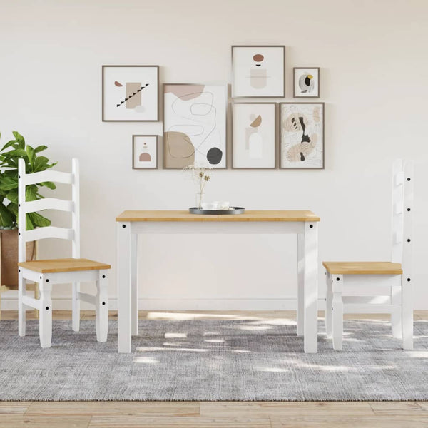 Essstühle 2er Set Corona Weiß Kiefer Massivholz