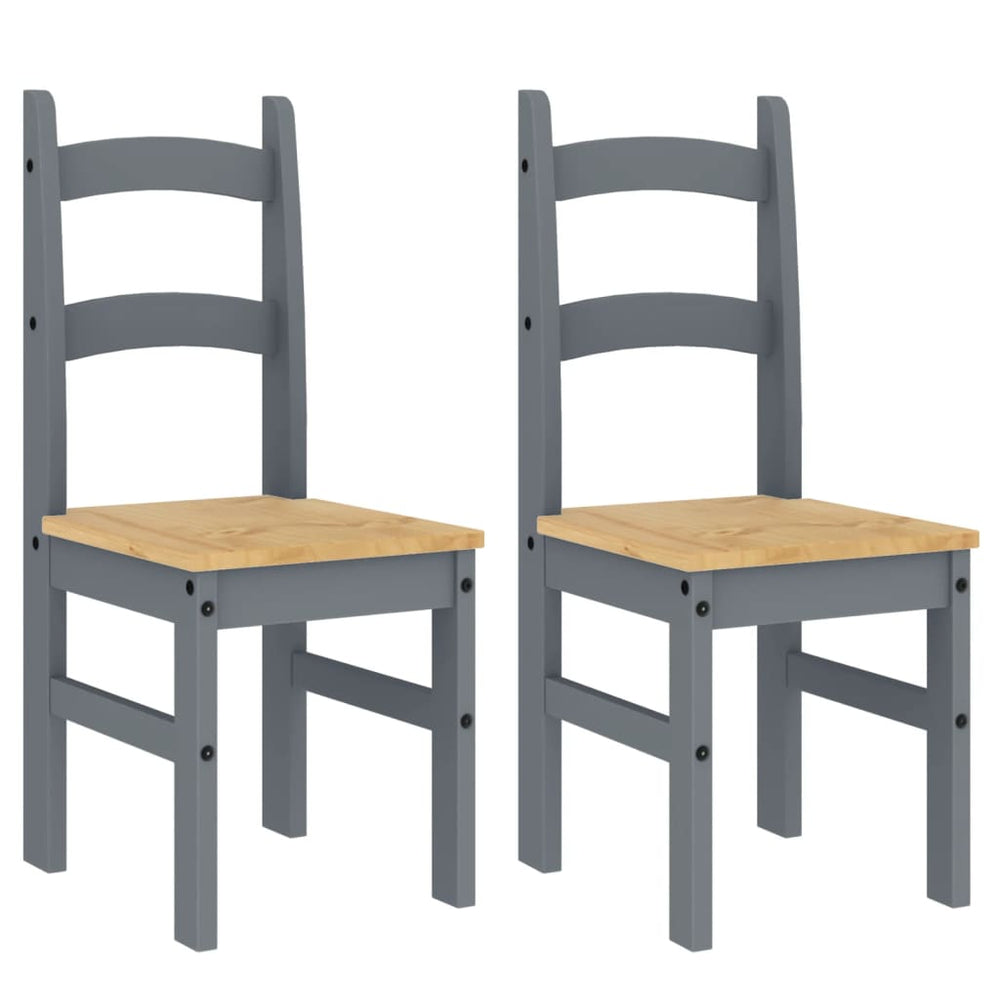 Esszimmerstühle 2er Set Grau Kiefernholz
