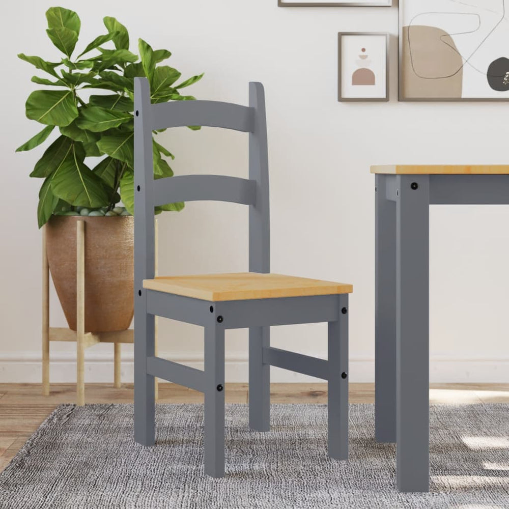 Esszimmerstühle 2er Set Grau Kiefernholz