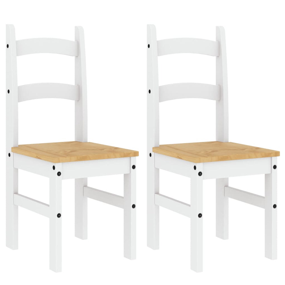 Esszimmerstühle 2er Set, Kiefer Massivholz, Weiß