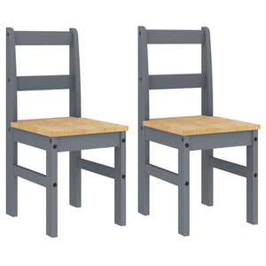 Esszimmerstühle 2er Set Grau Kiefer Massivholz