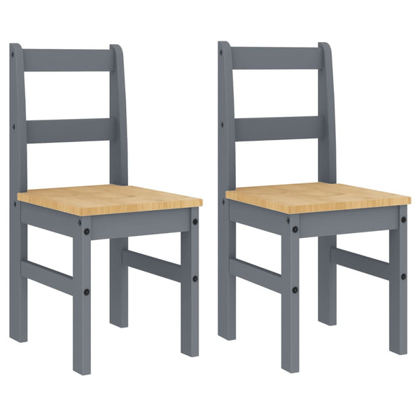 Esszimmerstühle 2er Set Grau Kiefer Massivholz
