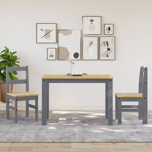 Esszimmerstühle 2er Set Grau Kiefer Massivholz