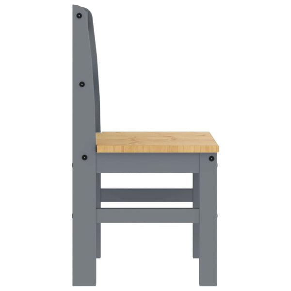 Esszimmerstühle 2er Set Grau Kiefer Massivholz