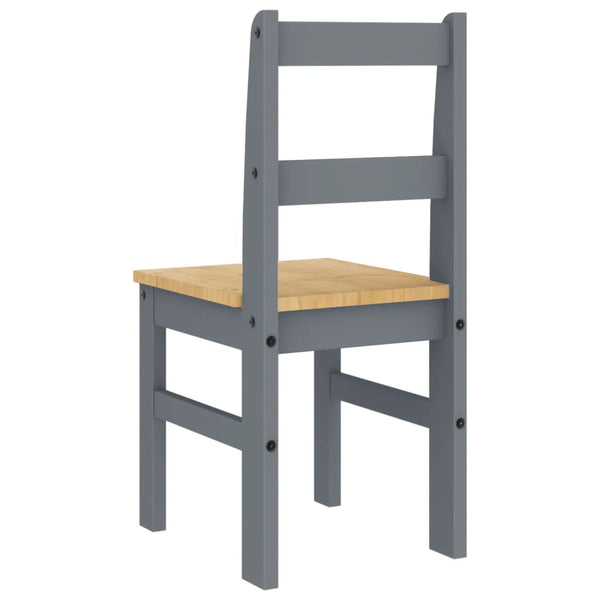 Esszimmerstühle 2er Set Grau Kiefer Massivholz