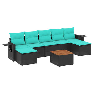 8-teiliges Gartensofa Set Schwarz Polyrattan