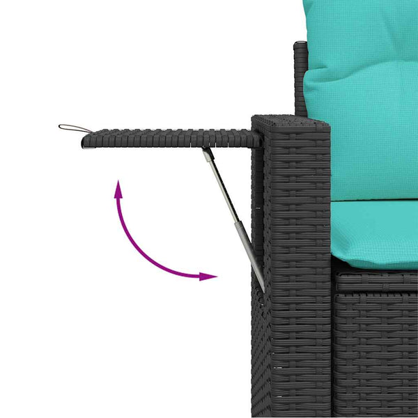 8-teiliges Gartensofa Set Schwarz Polyrattan