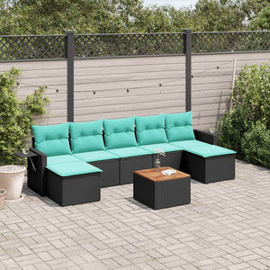 8-teiliges Gartensofa Set Schwarz Polyrattan