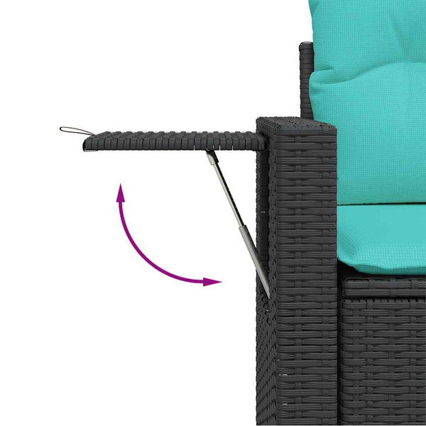 Schwarzes 9-teiliges Gartensofa-Set mit Kissen