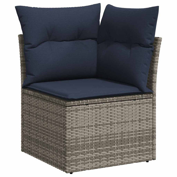 vidaXL Salon de jardin 9 pièces avec coussins, gris, résine tressée