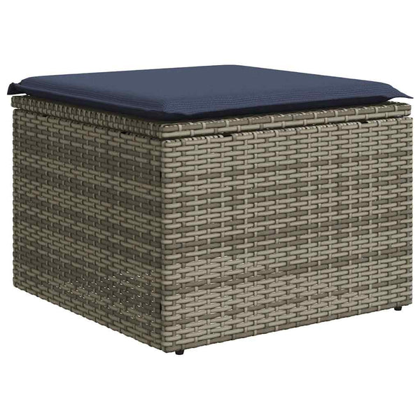 vidaXL Salon de jardin 9 pièces avec coussins, gris, résine tressée