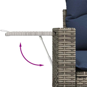 vidaXL Salon de jardin 9 pièces avec coussins, gris, résine tressée