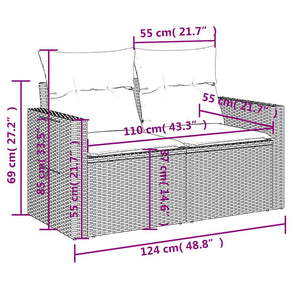 14-teiliges Gartensofa Set Polyrattan Schwarz