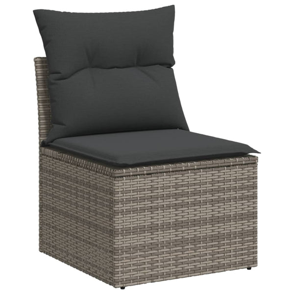 14-tlg. Garten Sofagarnitur Grau Poly Rattan