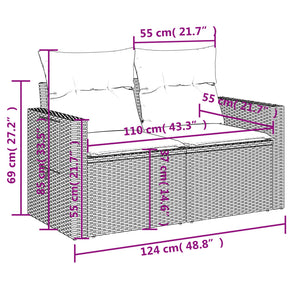 14-tlg. Garten Sofagarnitur Grau Poly Rattan