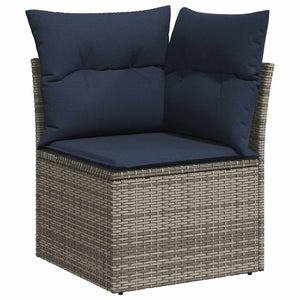 14-teiliges Gartensofa-Set Grau Polyrattan mit Kissen
