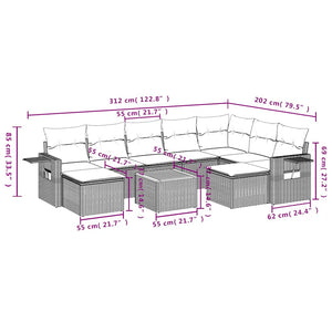 10-teiliges Gartensofa-Set mit Kissen