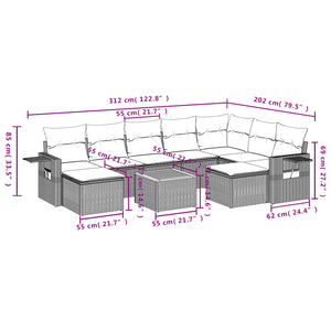 10-teilige Garten Sofagarnitur Grau Poly Rattan