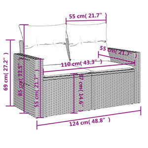 10-teilige Garten Sofagarnitur Grau Poly Rattan