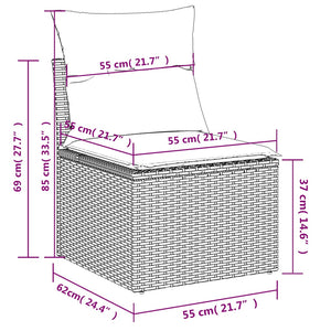 10-teiliges Gartensofa-Set Grau Polyrattan