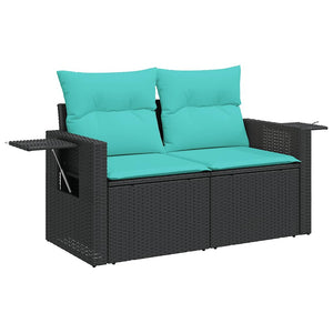 11-teiliges Gartensofa-Set Schwarz Polyrattan