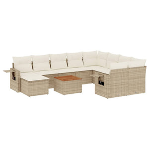 11-teilige Garten Sofagarnitur Beige Poly Rattan