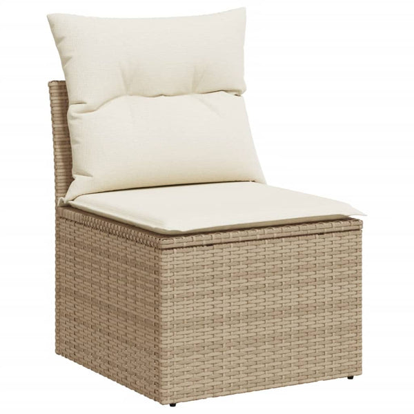 11-teilige Garten Sofagarnitur Beige Poly Rattan
