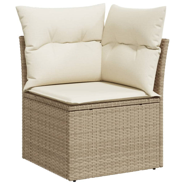 11-teilige Garten Sofagarnitur Beige Poly Rattan