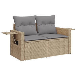 11-teilige Garten Sofagarnitur Beige Poly Rattan