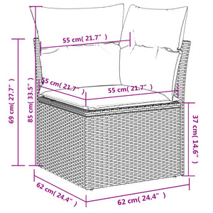 11-teilige Garten Sofagarnitur Beige Poly Rattan