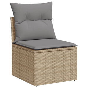 11-teilige Garten Sofagarnitur Beige Poly Rattan