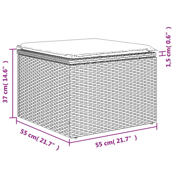11-tlg. Garten Sofagarnitur Grau Poly Rattan