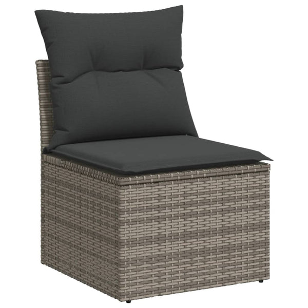11-tlg. Garten Sofagarnitur Grau Poly Rattan