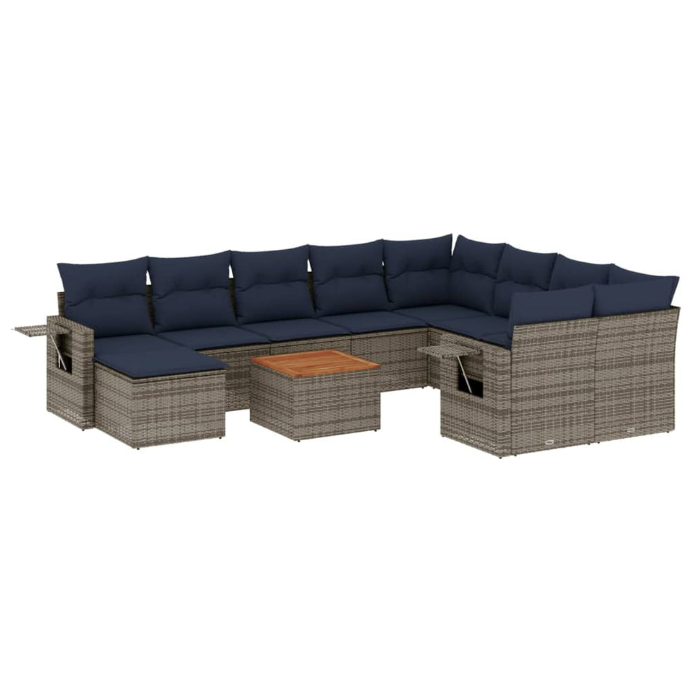 11-teiliges Gartensofa-Set Grau Polyrattan