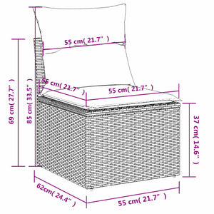 12-teiliges Gartensofa-Set mit Kissen Schwarz