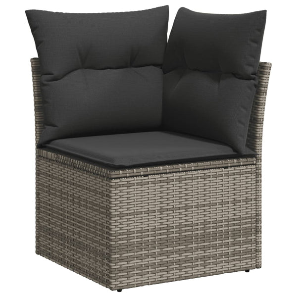 vidaXL 12-Piece Garden Sofa Set with Cushions Grey Poly Rattan