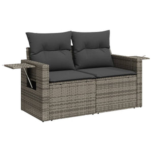 vidaXL 12-Piece Garden Sofa Set with Cushions Grey Poly Rattan
