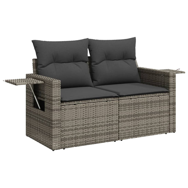 vidaXL 12-Piece Garden Sofa Set with Cushions Grey Poly Rattan