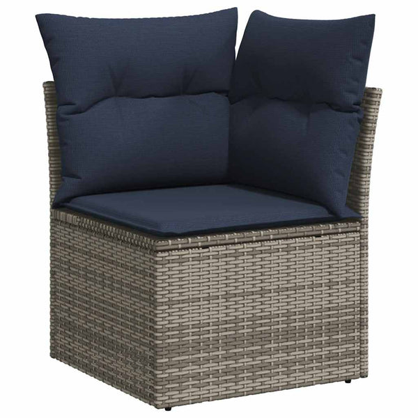 Gartensofa Set, 12-teilig, Grau Polyrattan