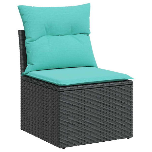 13-teiliges Gartensofa-Set Schwarz Polyrattan